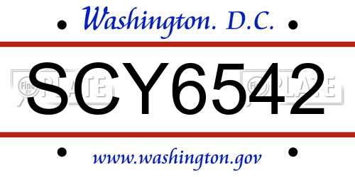 SCY6542 District Of Columbia License Plate