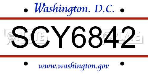 SCY6842 District Of Columbia License Plate