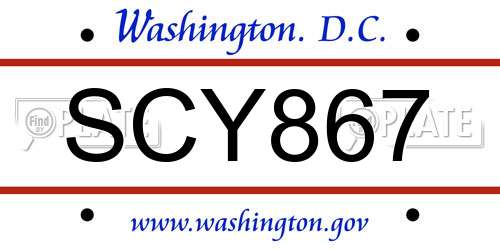 SCY867 District Of Columbia License Plate