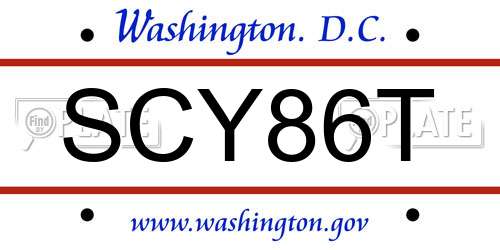 SCY86T District Of Columbia License Plate