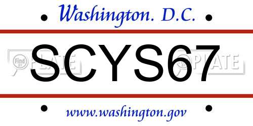 SCYS67 District Of Columbia License Plate