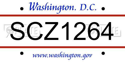 SCZ1264 District Of Columbia License Plate