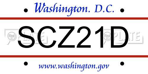 SCZ21D District Of Columbia License Plate