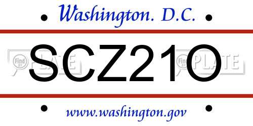 SCZ21O District Of Columbia License Plate