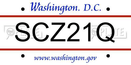 SCZ21Q District Of Columbia License Plate
