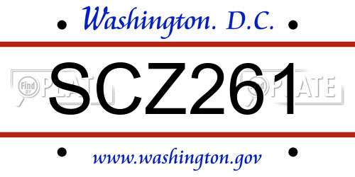 SCZ261 District Of Columbia License Plate