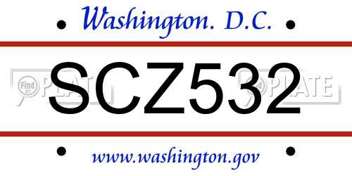 SCZ532 District Of Columbia License Plate