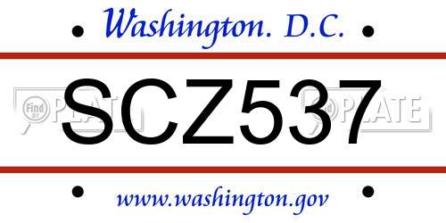 SCZ537 District Of Columbia License Plate