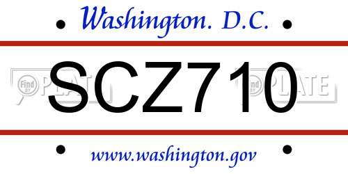 SCZ710 District Of Columbia License Plate