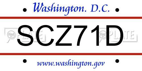 SCZ71D District Of Columbia License Plate