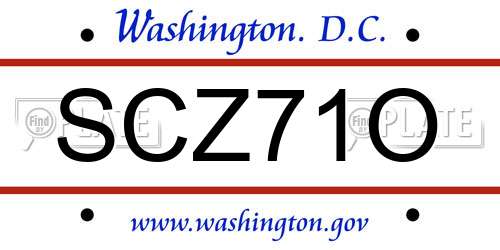 SCZ71O District Of Columbia License Plate