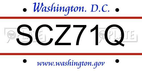 SCZ71Q District Of Columbia License Plate