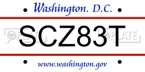 SCZ83T District Of Columbia License Plate