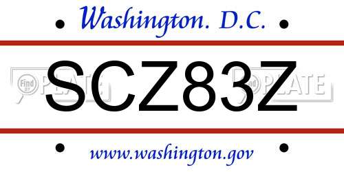 SCZ83Z District Of Columbia License Plate