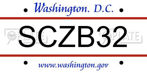 SCZB32 District Of Columbia License Plate