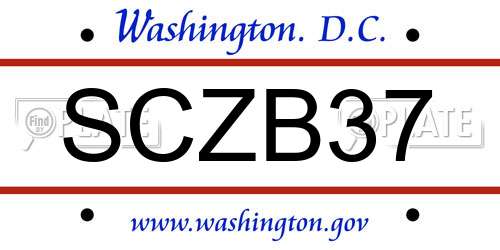 SCZB37 District Of Columbia License Plate