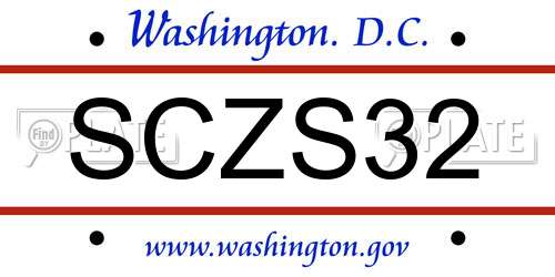 SCZS32 District Of Columbia License Plate