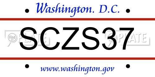 SCZS37 District Of Columbia License Plate