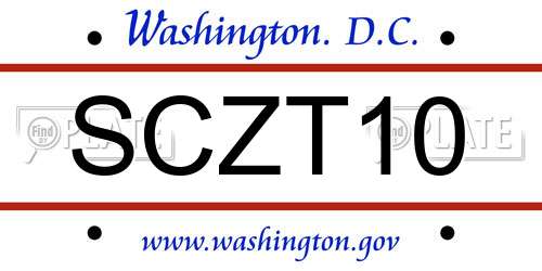SCZT10 District Of Columbia License Plate