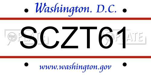 SCZT61 District Of Columbia License Plate