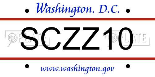SCZZ10 District Of Columbia License Plate