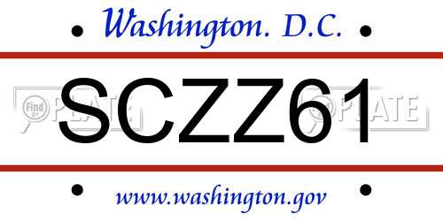 SCZZ61 District Of Columbia License Plate