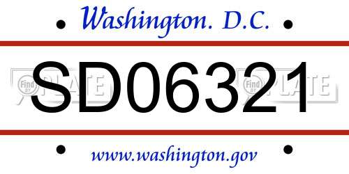 SD06321 District Of Columbia License Plate