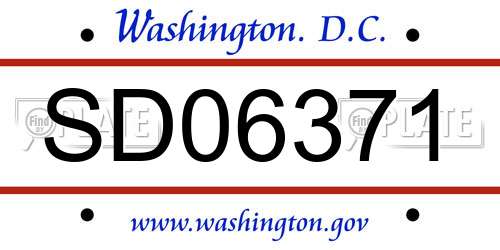 SD06371 District Of Columbia License Plate