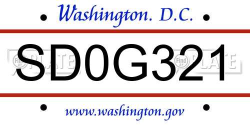 SD0G321 District Of Columbia License Plate