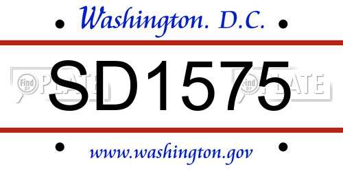 SD1575 District Of Columbia License Plate