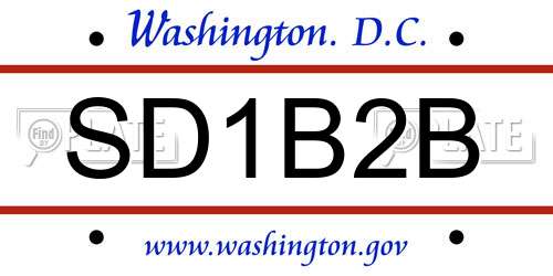 SD1B2B District Of Columbia License Plate