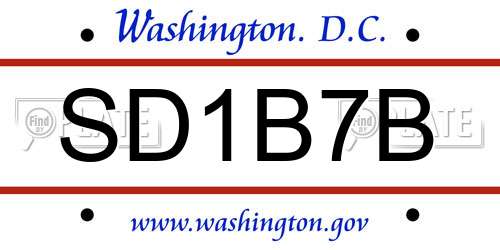 SD1B7B District Of Columbia License Plate