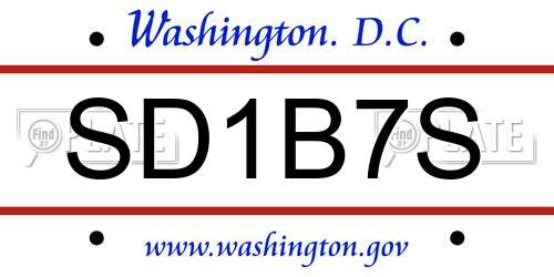 SD1B7S District Of Columbia License Plate