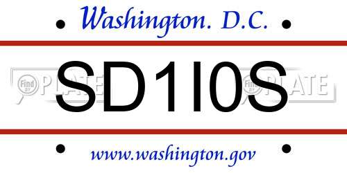 SD1I0S District Of Columbia License Plate