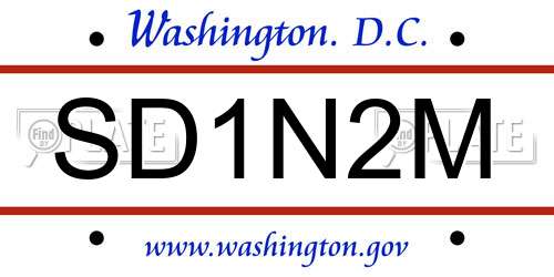SD1N2M District Of Columbia License Plate
