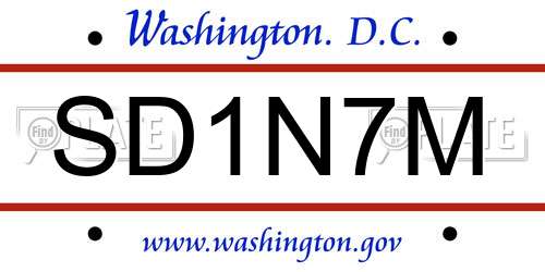SD1N7M District Of Columbia License Plate