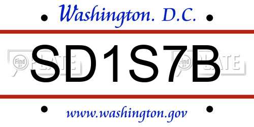 SD1S7B District Of Columbia License Plate