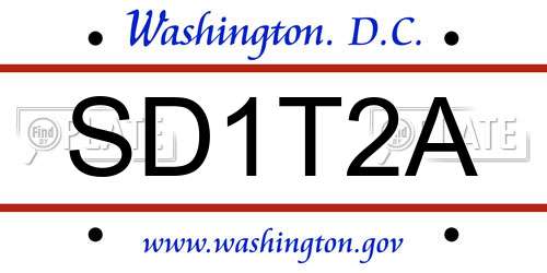 SD1T2A District Of Columbia License Plate