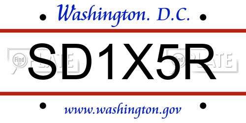 SD1X5R District Of Columbia License Plate