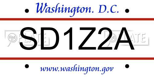 SD1Z2A District Of Columbia License Plate