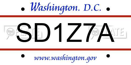 SD1Z7A District Of Columbia License Plate