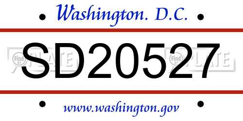 SD20527 District Of Columbia License Plate