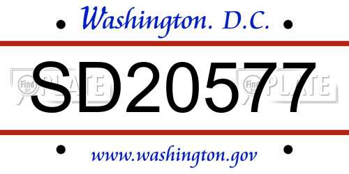 SD20577 District Of Columbia License Plate