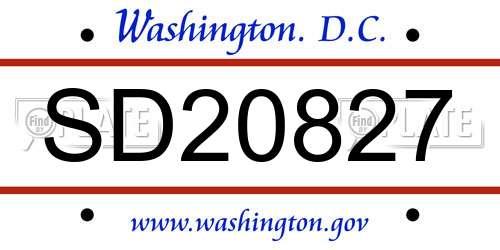 SD20827 District Of Columbia License Plate