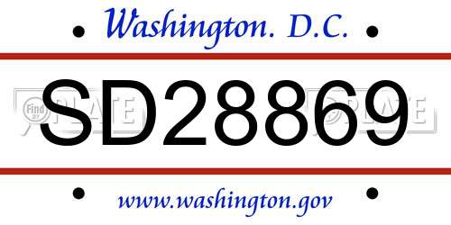 SD28869 District Of Columbia License Plate