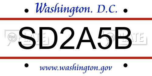 SD2A5B District Of Columbia License Plate
