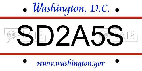 SD2A5S District Of Columbia License Plate