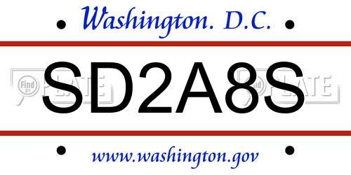 SD2A8S District Of Columbia License Plate