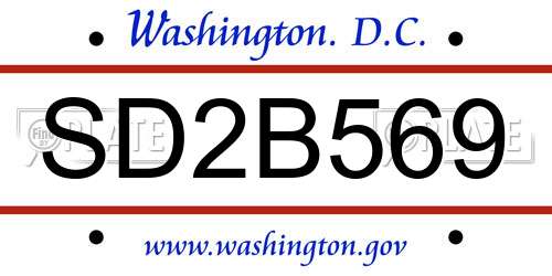 SD2B569 District Of Columbia License Plate