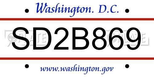 SD2B869 District Of Columbia License Plate